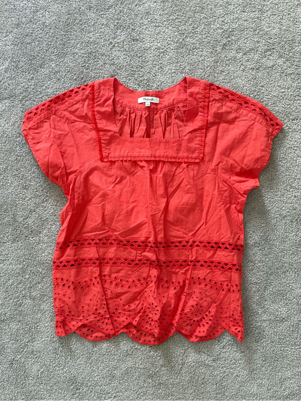 Orange cotton eyelet top